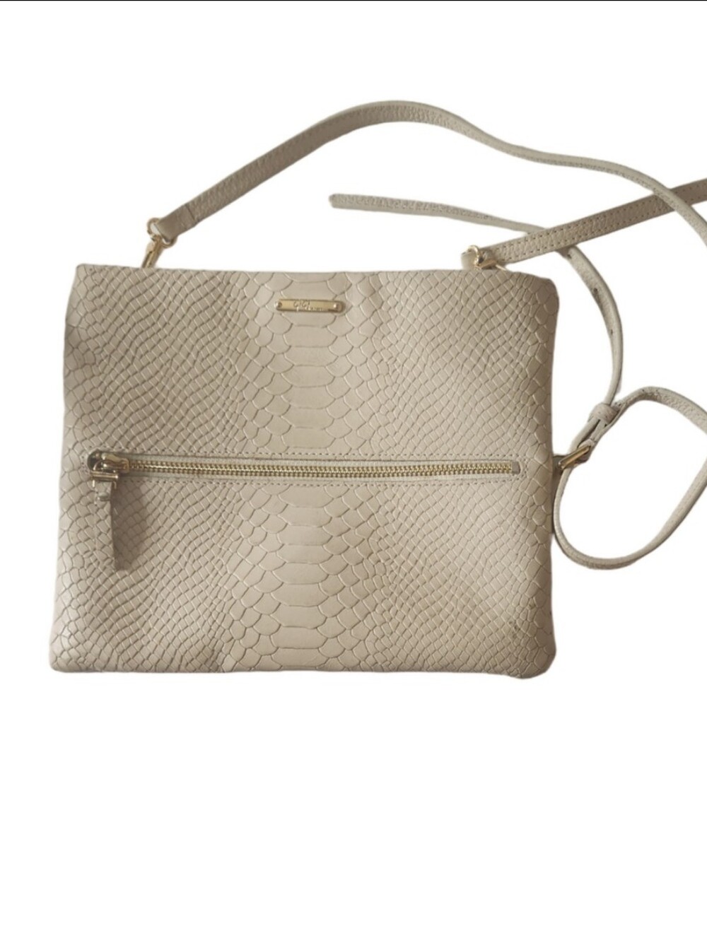 Gigi New York Stone Embossed Python Crossbody Bag